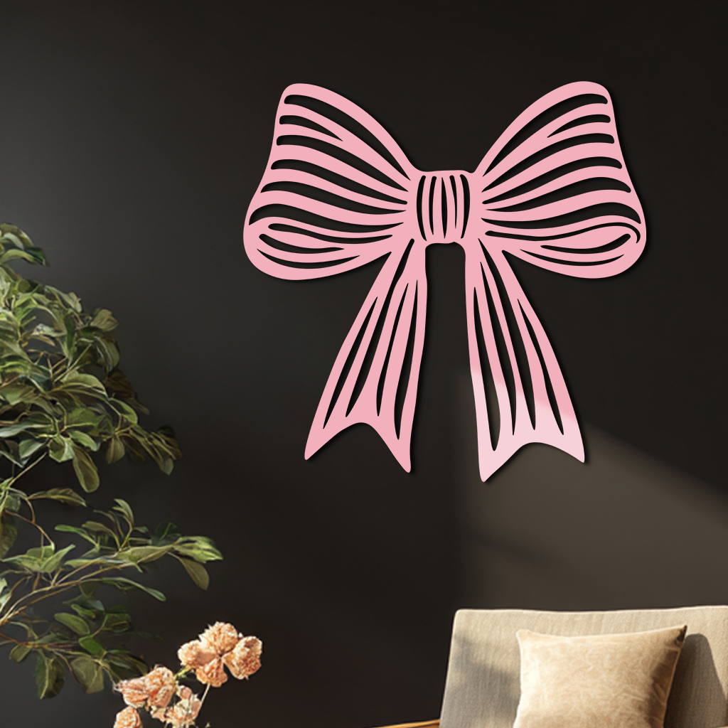 Elegant Bow Silhouette Metal Wall Art – Decorative Ribbon Design - KAFGP047