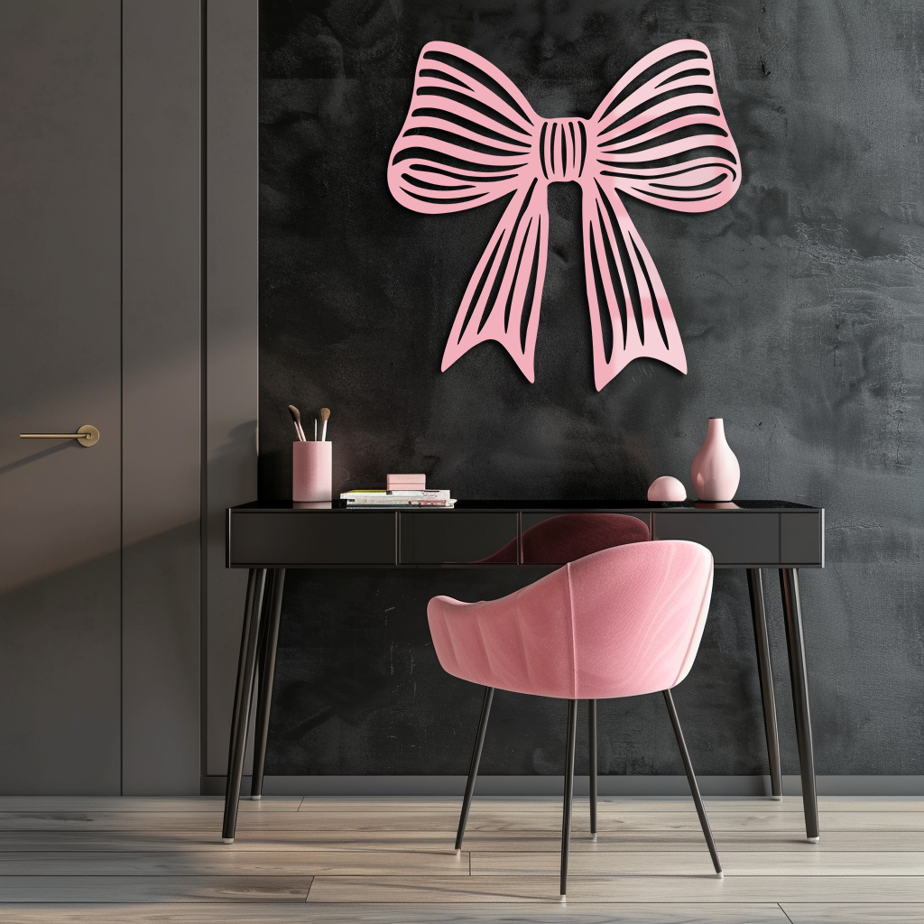 Elegant Bow Silhouette Metal Wall Art – Decorative Ribbon Design - KAFGP047