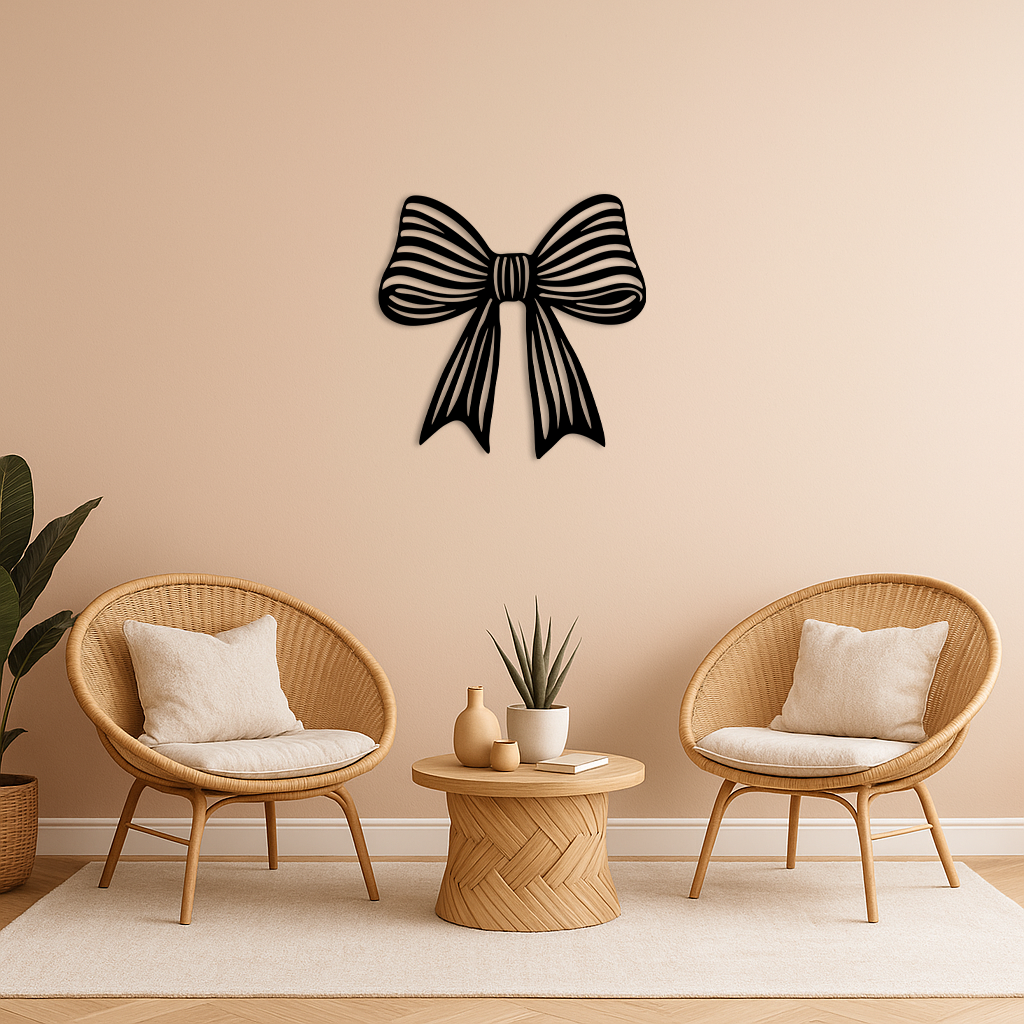 Elegant Bow Silhouette Metal Wall Art – Decorative Ribbon Design - KAFGP047