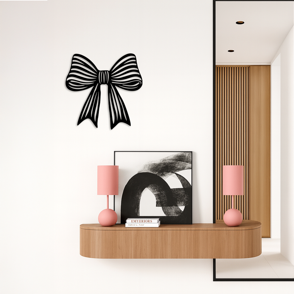 Elegant Bow Silhouette Metal Wall Art – Decorative Ribbon Design - KAFGP047