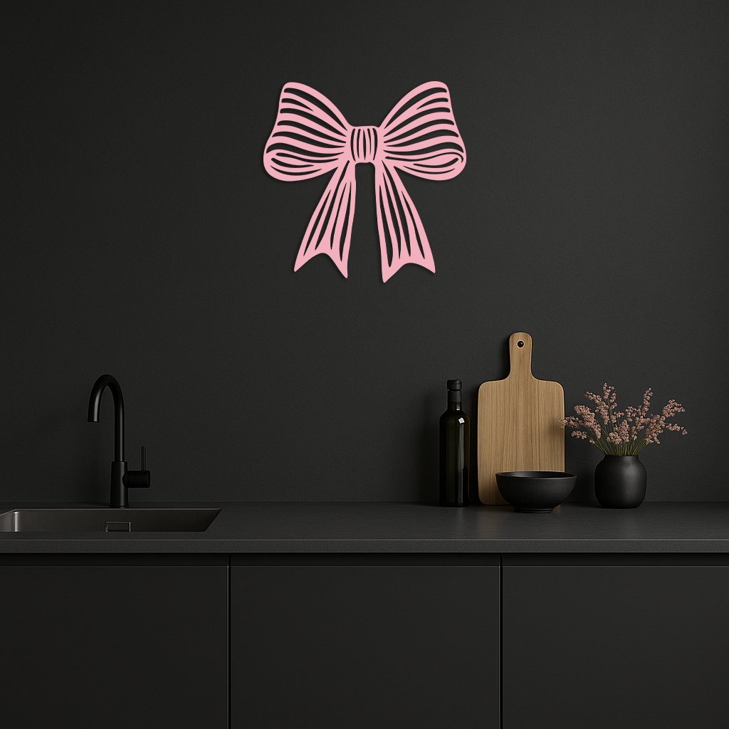 Elegant Bow Silhouette Metal Wall Art – Decorative Ribbon Design - KAFGP047