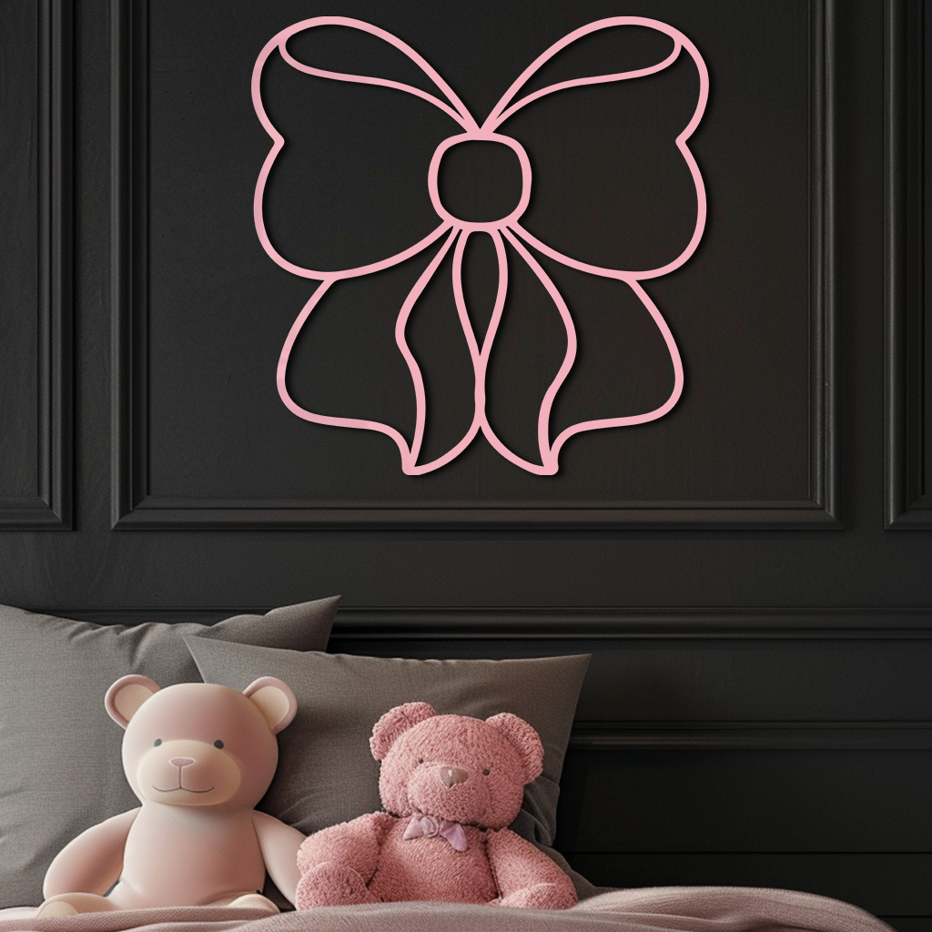 Bow Silhouette Metal Wall Art – Elegant Ribbon Design - KAFGP048