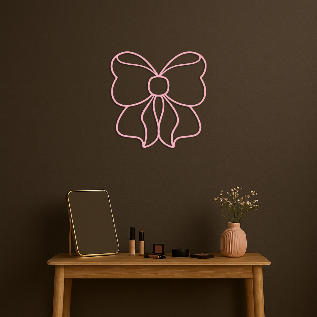 Bow Silhouette Metal Wall Art – Elegant Ribbon Design - KAFGP048