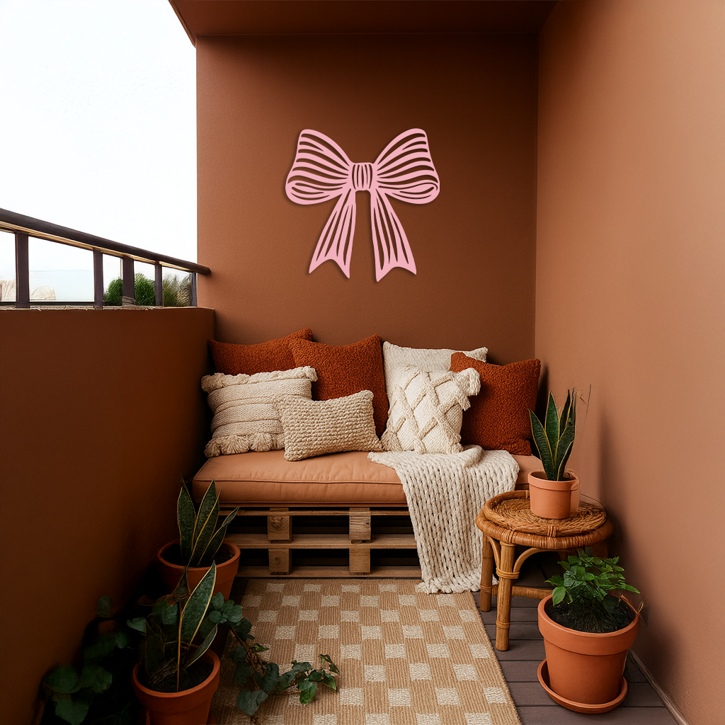 Elegant Bow Silhouette Metal Wall Art – Decorative Ribbon Design - KAFGP047