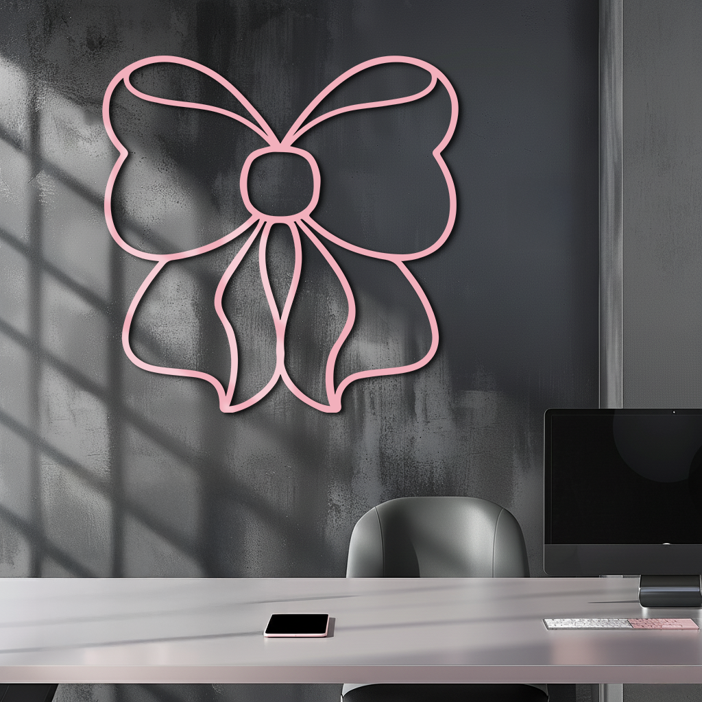 Bow Silhouette Metal Wall Art – Elegant Ribbon Design - KAFGP048