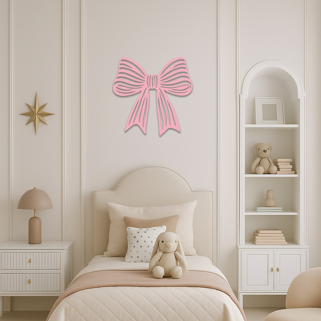 Elegant Bow Silhouette Metal Wall Art – Decorative Ribbon Design - KAFGP047