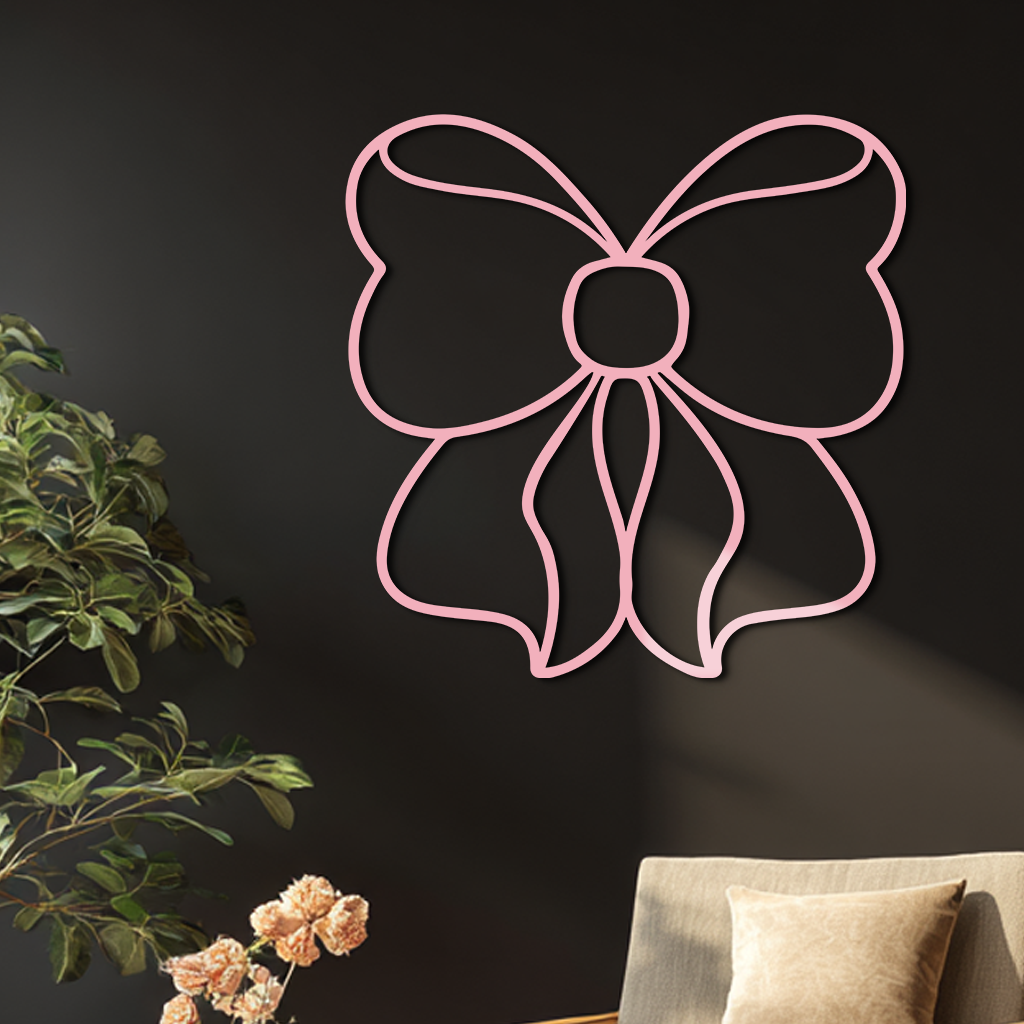 Bow Silhouette Metal Wall Art – Elegant Ribbon Design - KAFGP048