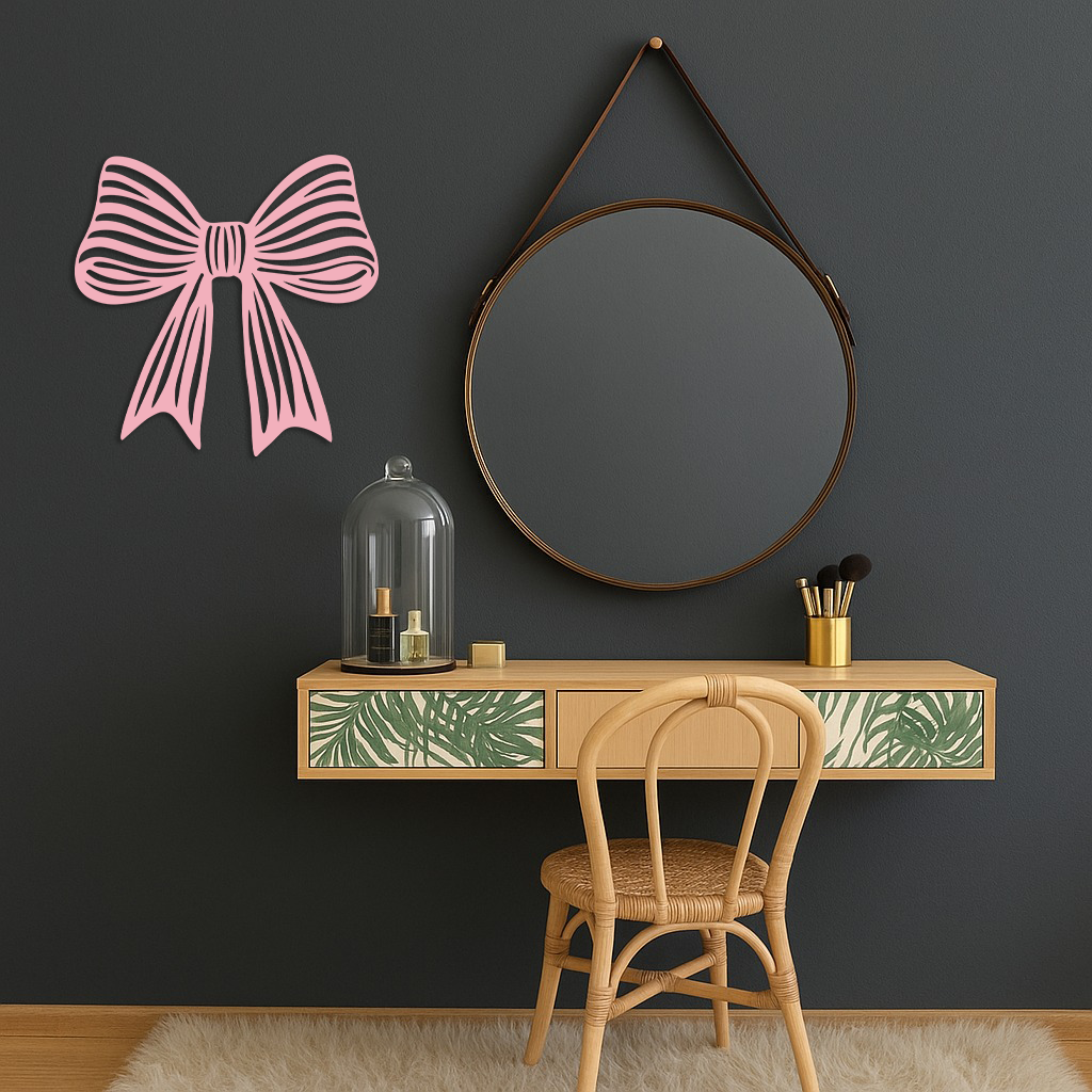 Elegant Bow Silhouette Metal Wall Art – Decorative Ribbon Design - KAFGP047