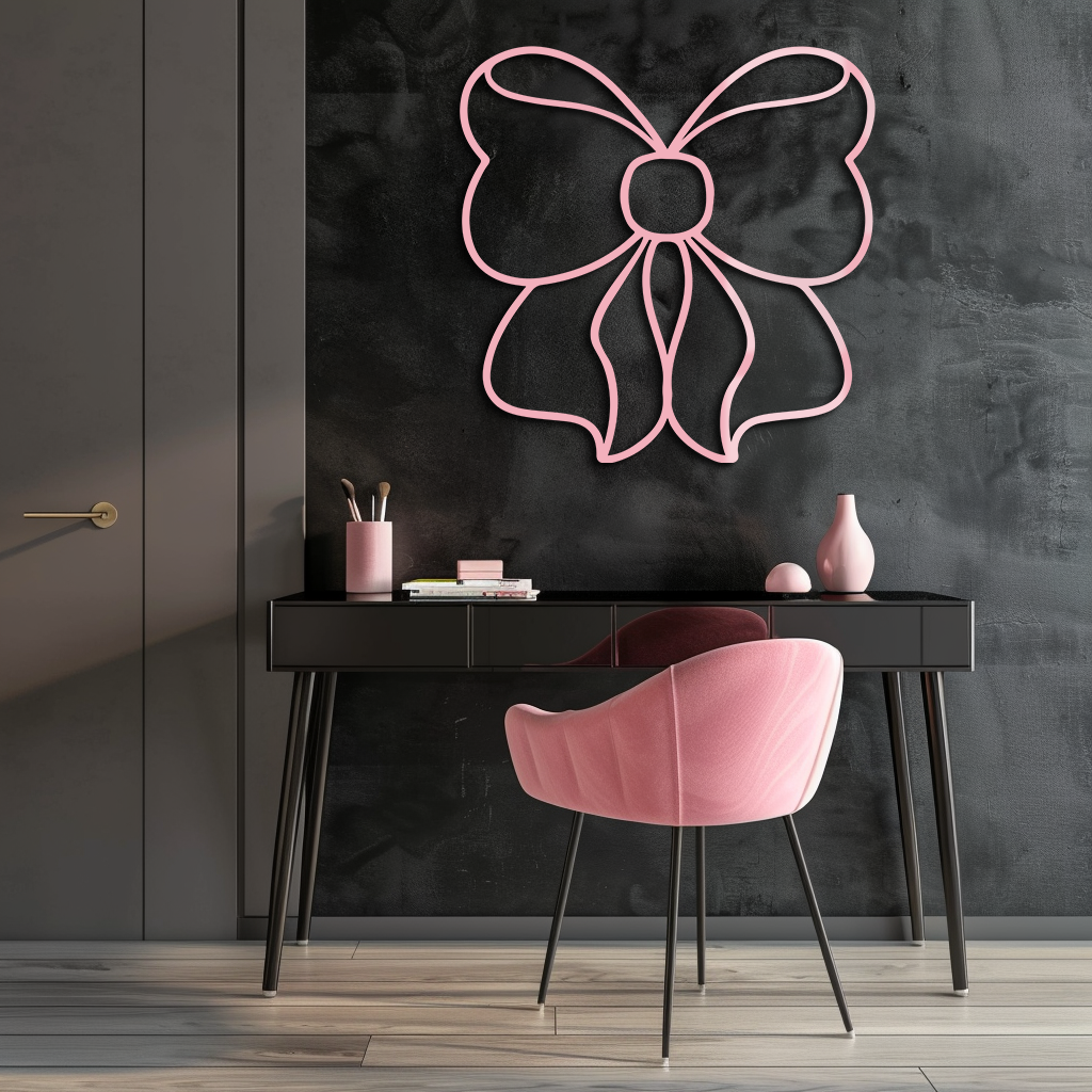Bow Silhouette Metal Wall Art – Elegant Ribbon Design - KAFGP048