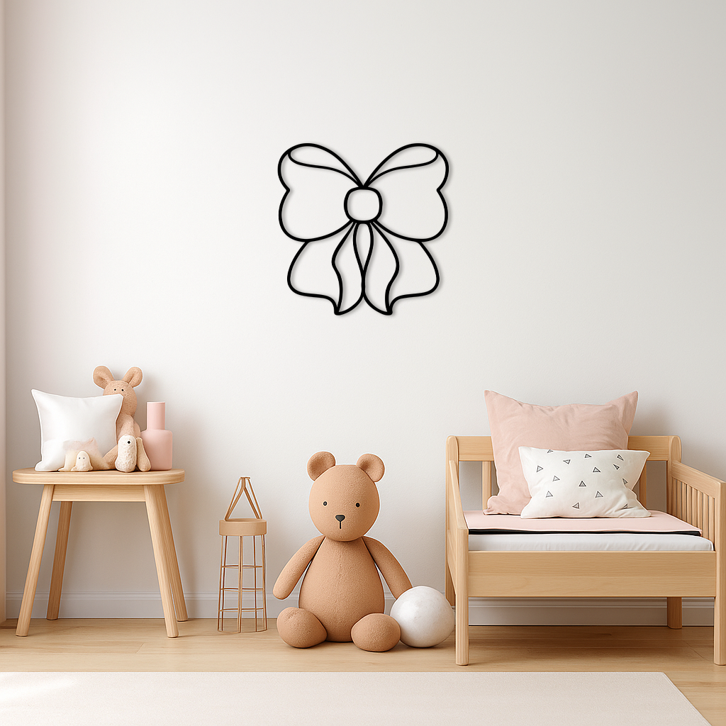 Bow Silhouette Metal Wall Art – Elegant Ribbon Design - KAFGP048