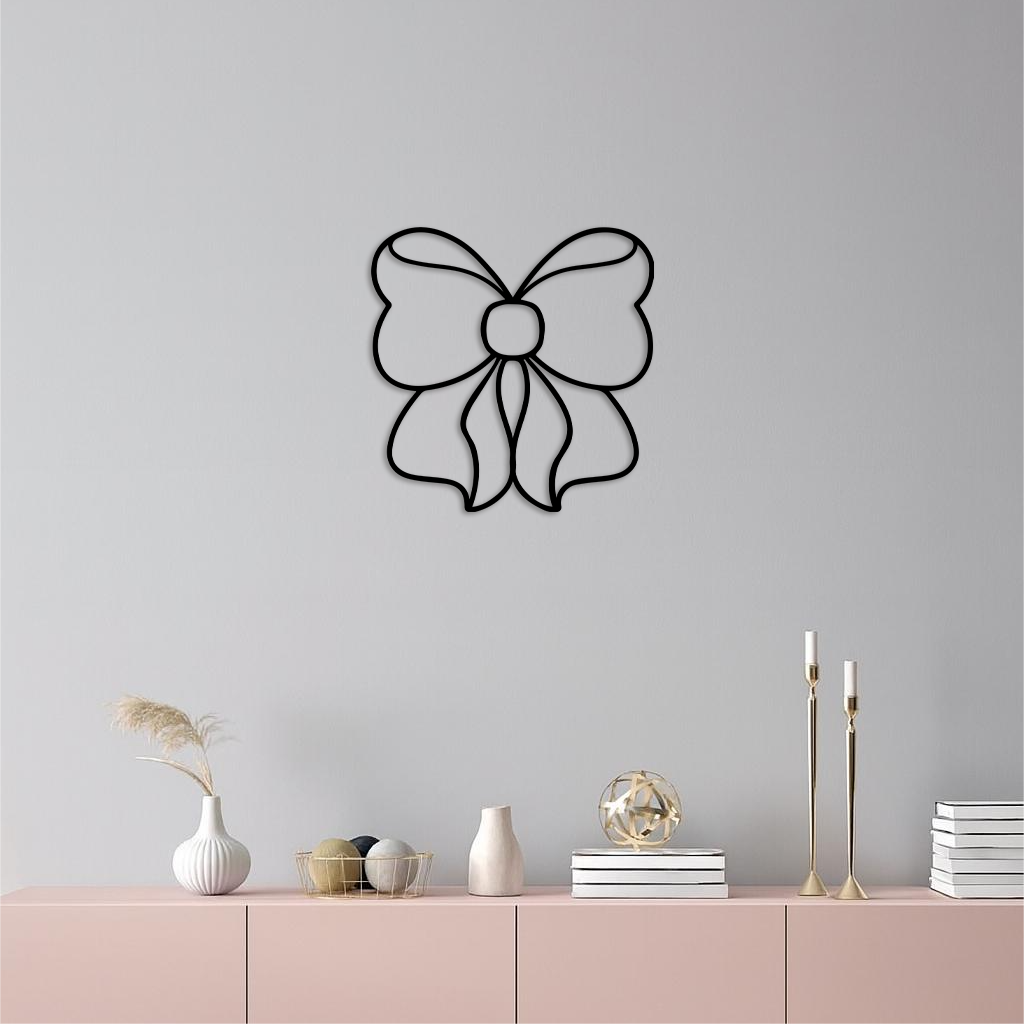 Bow Silhouette Metal Wall Art – Elegant Ribbon Design - KAFGP048