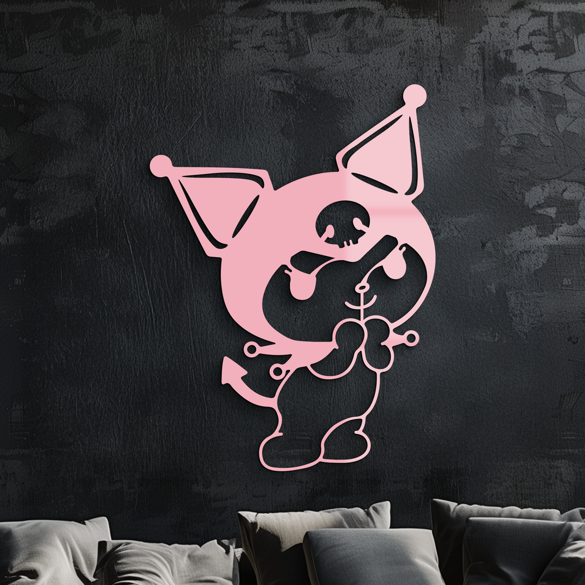 Kuromi Silhouette Metal Wall Art – Cute Gothic Character Design - KAFGP049