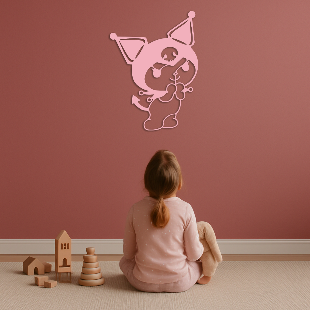 Kuromi Silhouette Metal Wall Art – Cute Gothic Character Design - KAFGP049