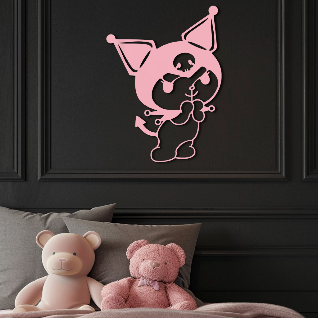 Kuromi Silhouette Metal Wall Art – Cute Gothic Character Design - KAFGP049