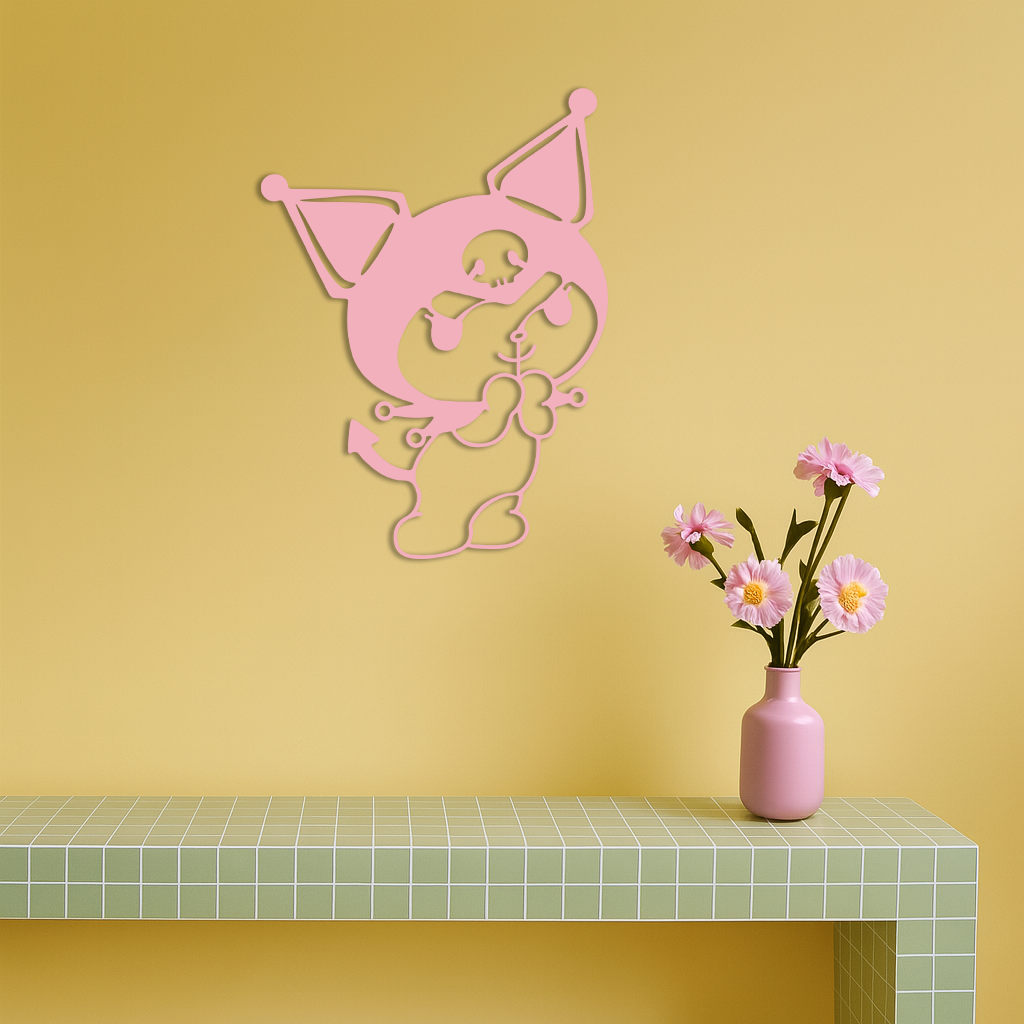 Kuromi Silhouette Metal Wall Art – Cute Gothic Character Design - KAFGP049