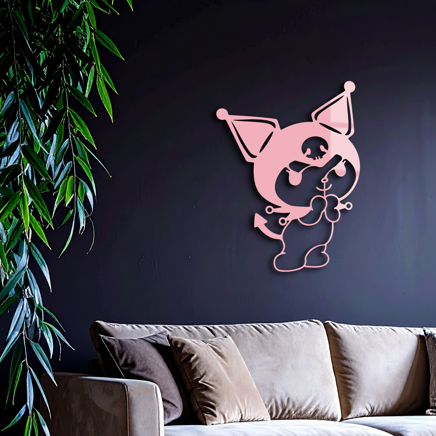 Kuromi Silhouette Metal Wall Art – Cute Gothic Character Design - KAFGP049