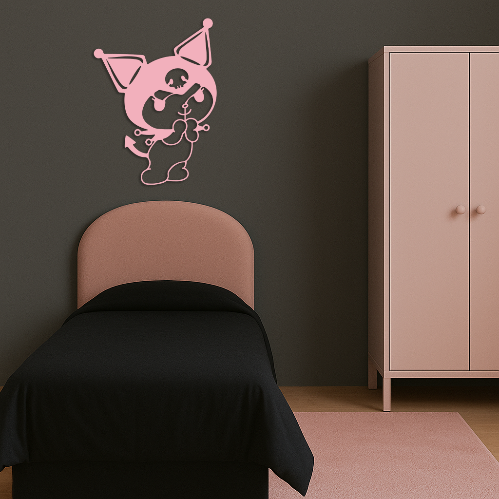 Kuromi Silhouette Metal Wall Art – Cute Gothic Character Design - KAFGP049