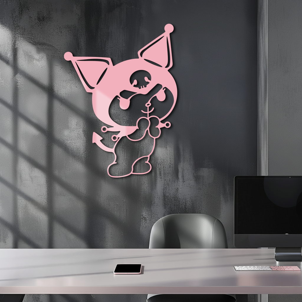 Kuromi Silhouette Metal Wall Art – Cute Gothic Character Design - KAFGP049