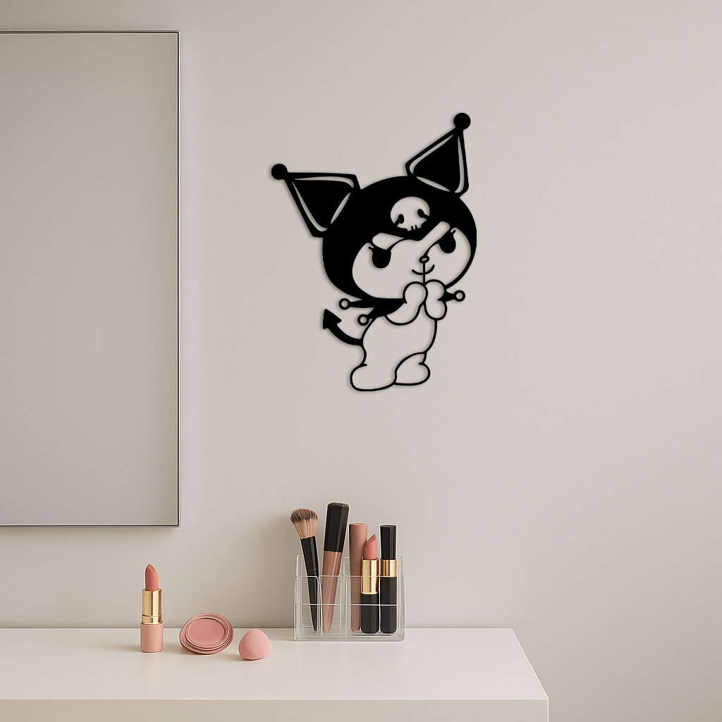 Kuromi Silhouette Metal Wall Art – Cute Gothic Character Design - KAFGP049