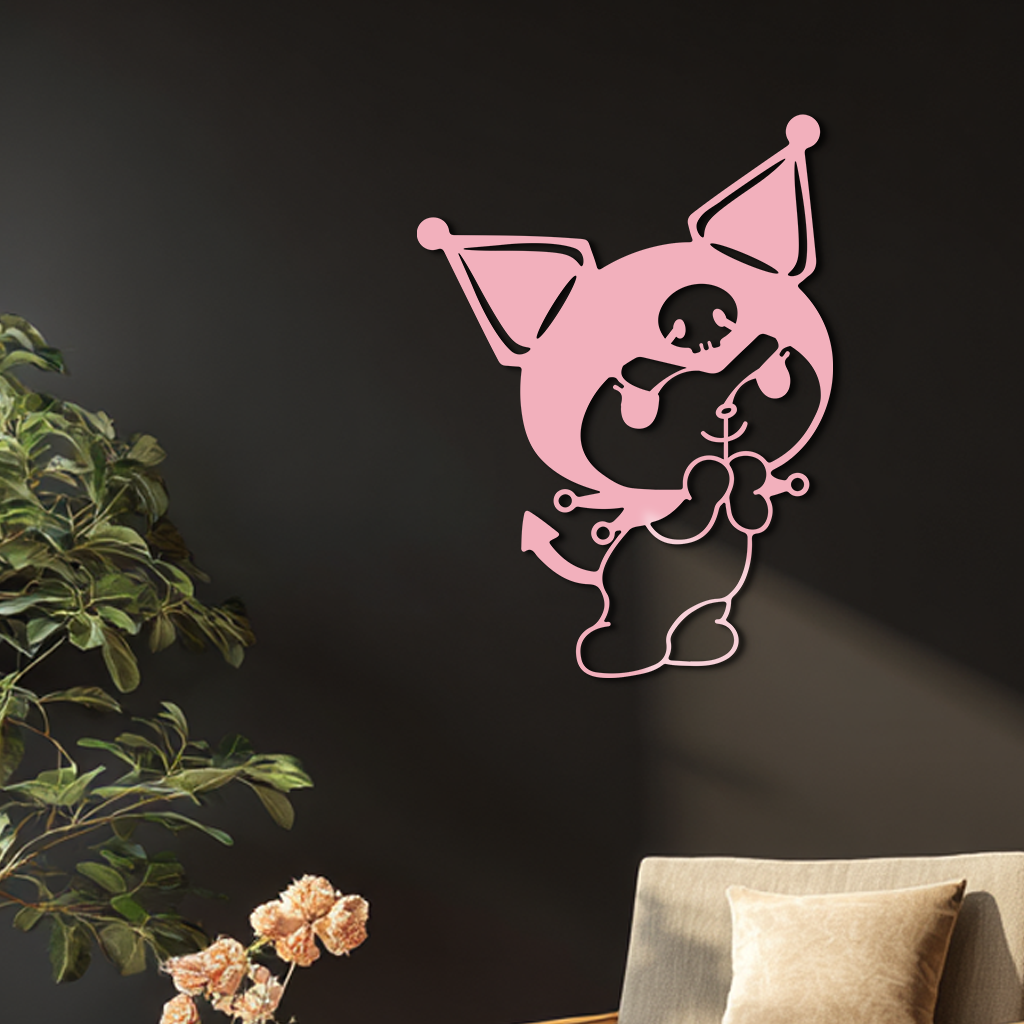 Kuromi Silhouette Metal Wall Art – Cute Gothic Character Design - KAFGP049