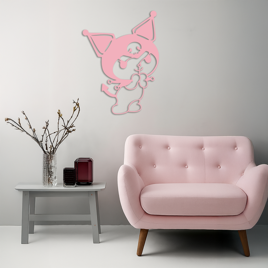 Kuromi Silhouette Metal Wall Art – Cute Gothic Character Design - KAFGP049