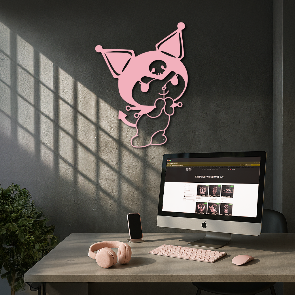 Kuromi Silhouette Metal Wall Art – Cute Gothic Character Design - KAFGP049