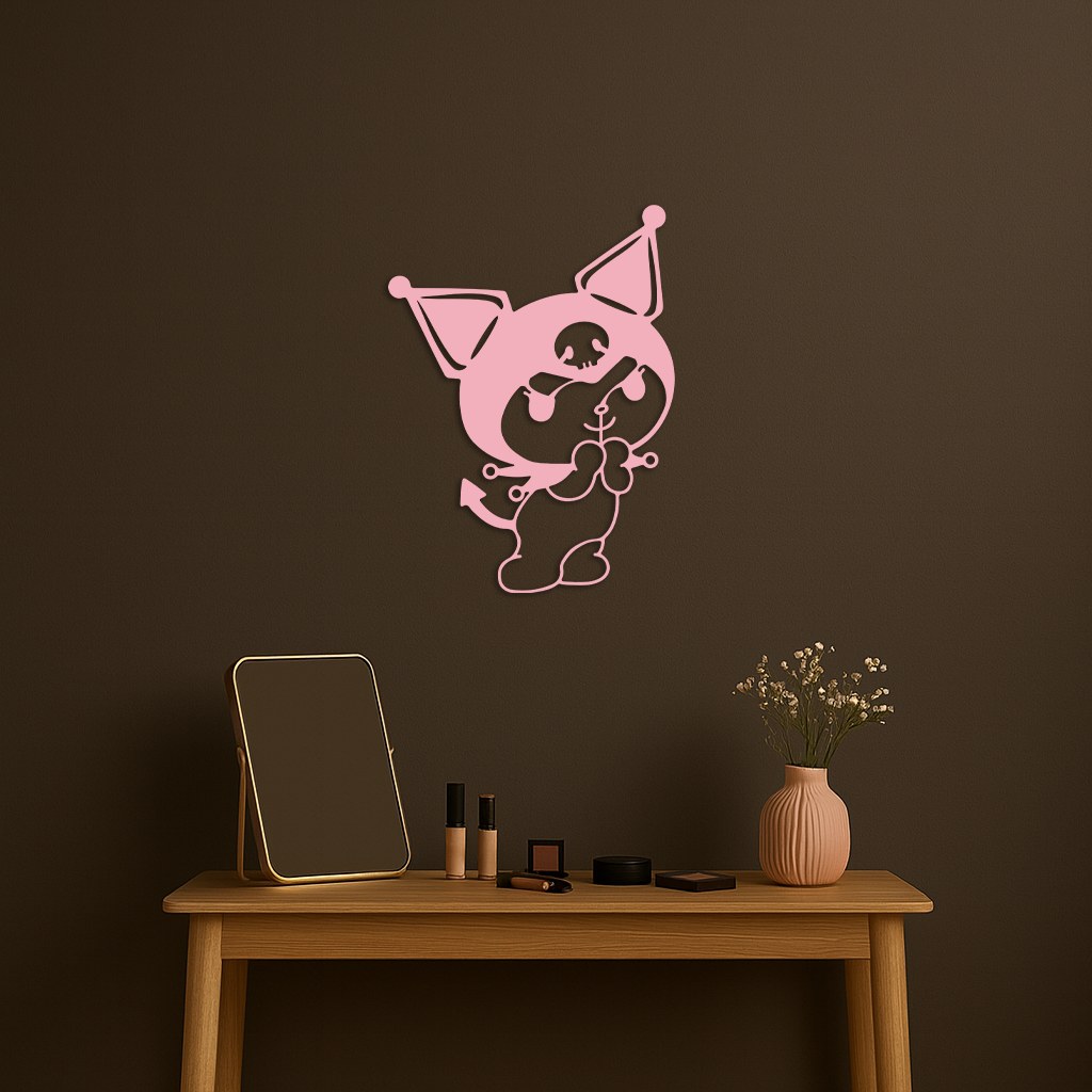 Kuromi Silhouette Metal Wall Art – Cute Gothic Character Design - KAFGP049