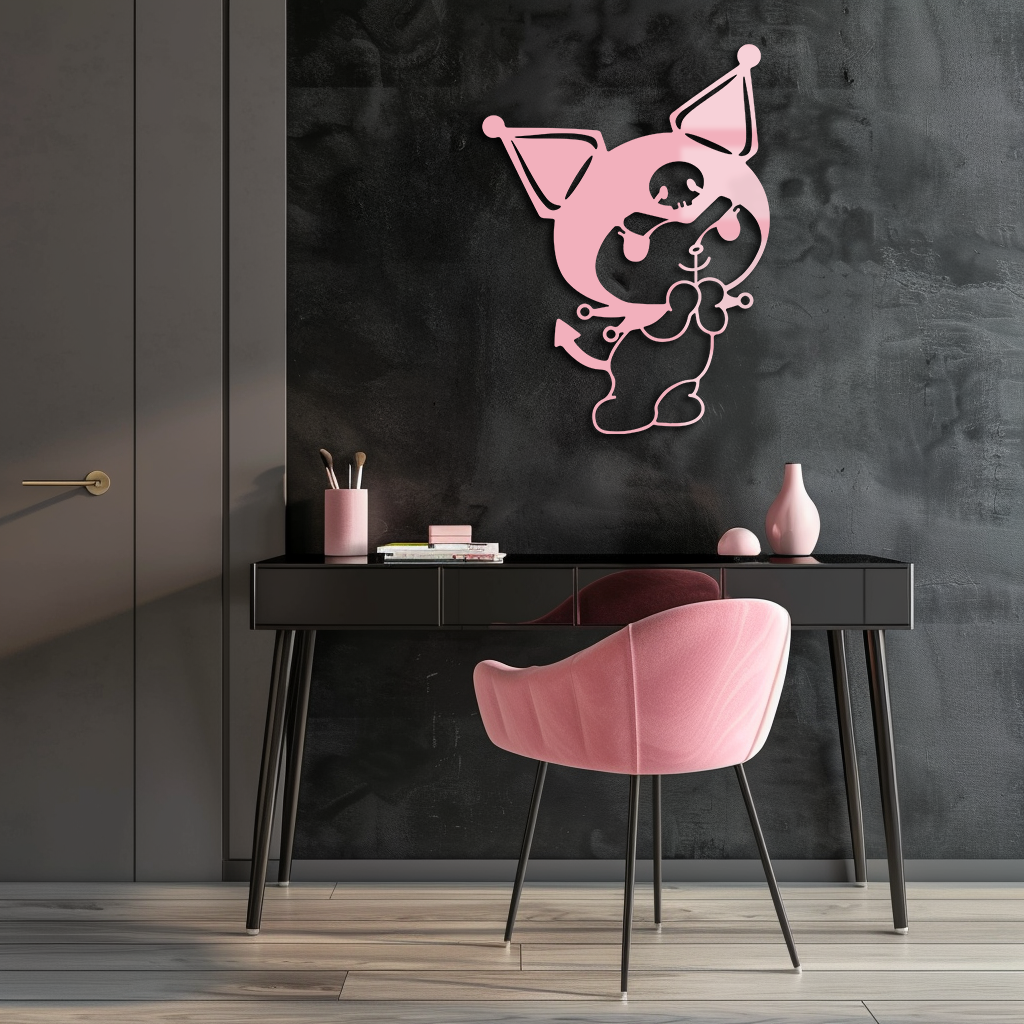 Kuromi Silhouette Metal Wall Art – Cute Gothic Character Design - KAFGP049