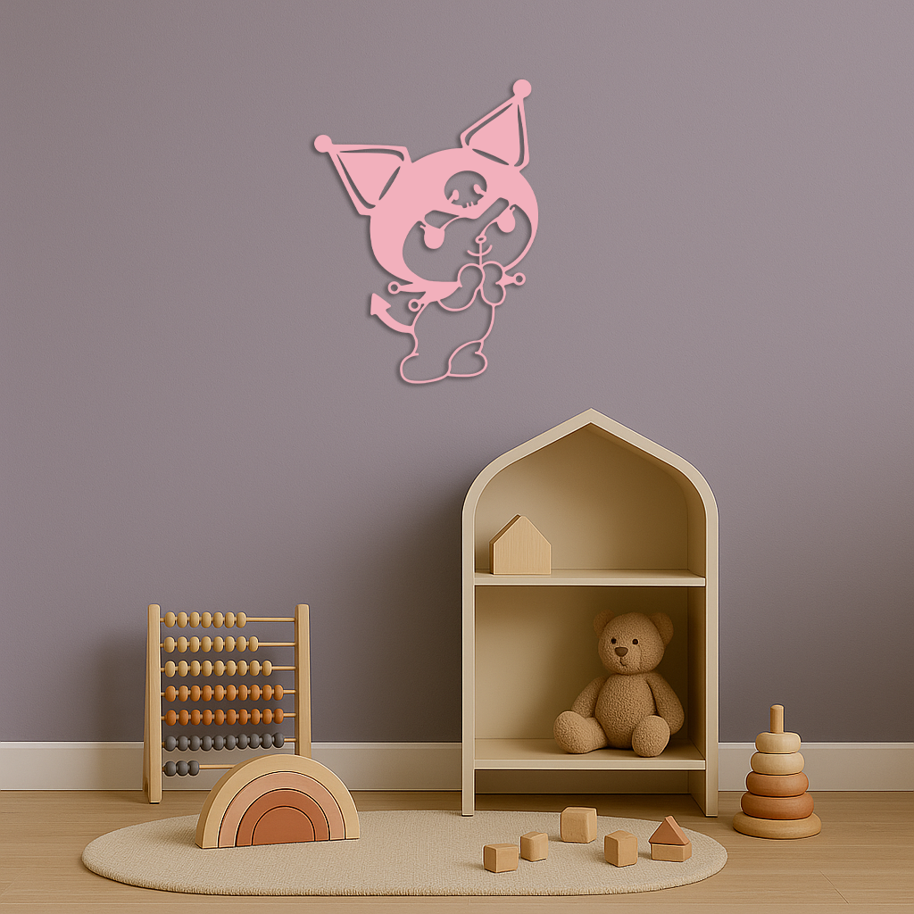Kuromi Silhouette Metal Wall Art – Cute Gothic Character Design - KAFGP049