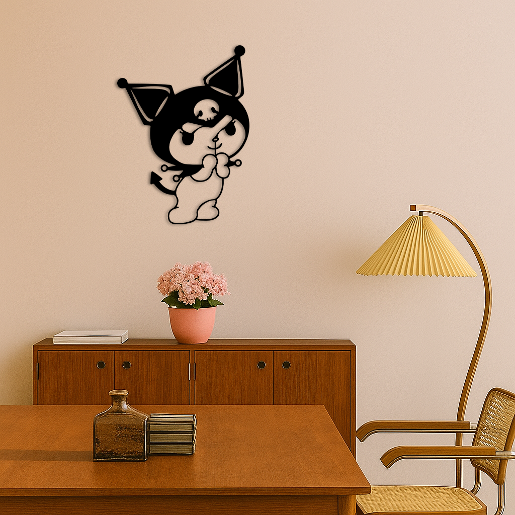 Kuromi Silhouette Metal Wall Art – Cute Gothic Character Design - KAFGP049