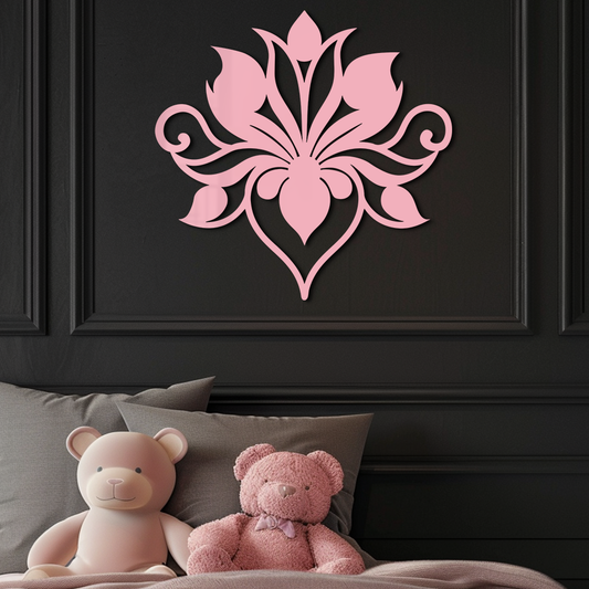Ornamental Lotus Silhouette Metal Wall Art – Elegant Floral Decor - KAFGP053