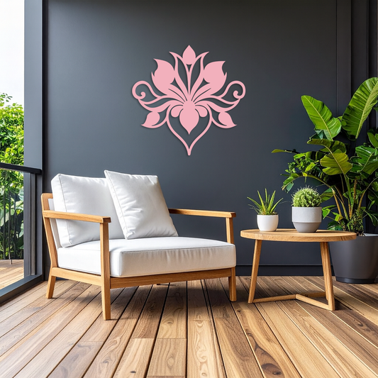 Ornamental Lotus Silhouette Metal Wall Art – Elegant Floral Decor - KAFGP053