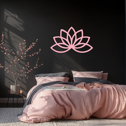 Minimal Lotus Silhouette Metal Wall Art – Elegant Flower Design - KAFGP054
