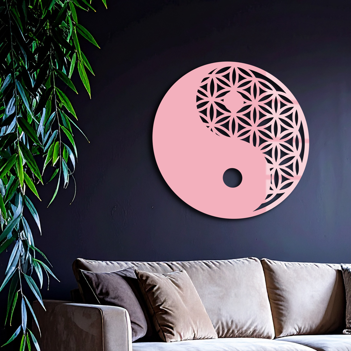 Lotus Mandala Silhouette Metal Wall Art – Sacred Geometry Design - KAFGP056