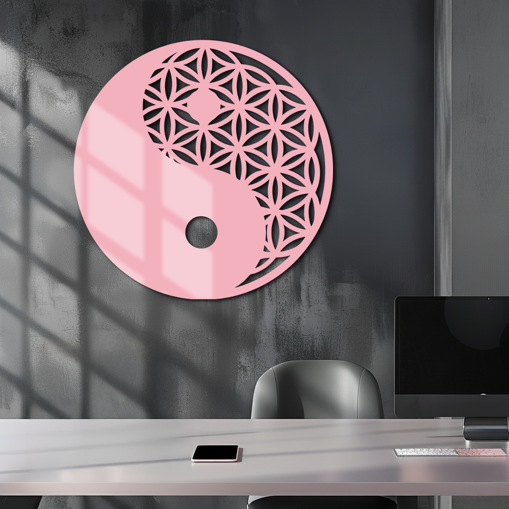 Lotus Mandala Silhouette Metal Wall Art – Sacred Geometry Design - KAFGP056
