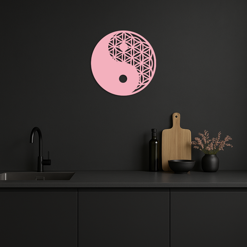 Lotus Mandala Silhouette Metal Wall Art – Sacred Geometry Design - KAFGP056