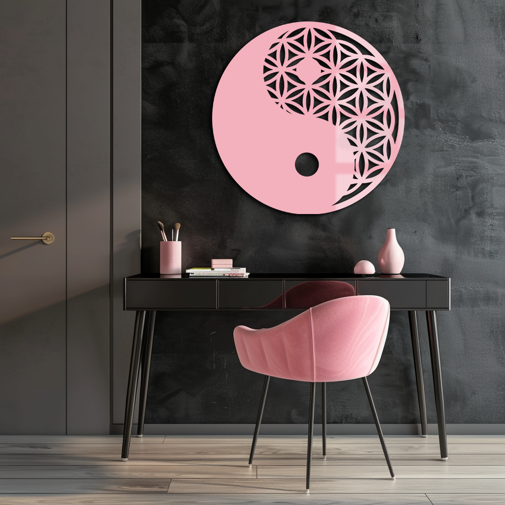 Lotus Mandala Silhouette Metal Wall Art – Sacred Geometry Design - KAFGP056