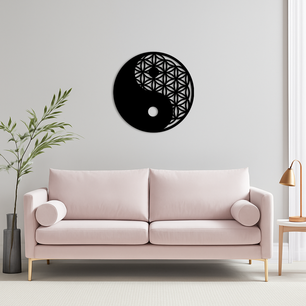 Lotus Mandala Silhouette Metal Wall Art – Sacred Geometry Design - KAFGP056