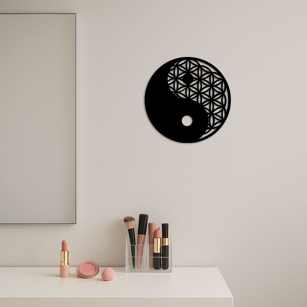Lotus Mandala Silhouette Metal Wall Art – Sacred Geometry Design - KAFGP056