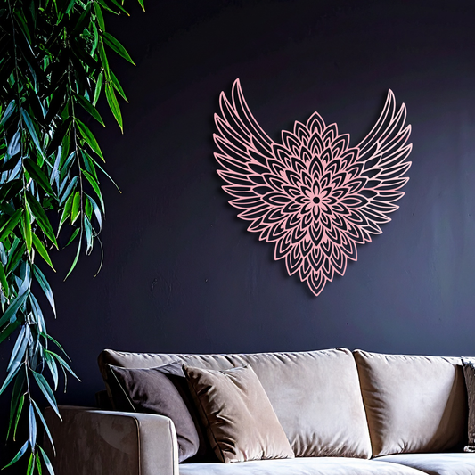 Winged Mandala Metal Wall Art – Sacred Geometry Design - KAFGP057