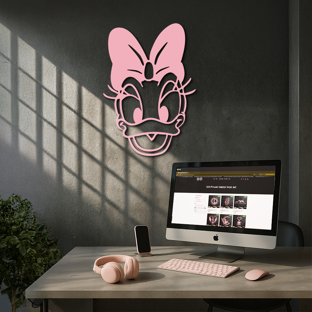 Daisy Duck Silhouette Metal Wall Art – Cartoon Character Design - KAFGP063