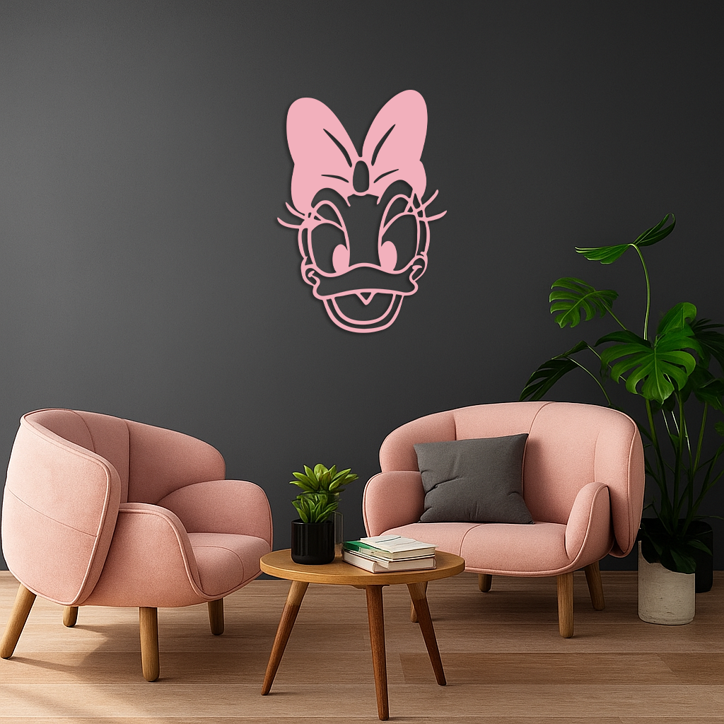 Daisy Duck Silhouette Metal Wall Art – Cartoon Character Design - KAFGP063