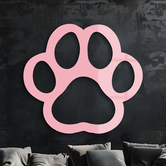 Paw Print Silhouette Metal Wall Art – Minimal Pet Lover Home Decor - KAFGP064