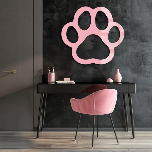 Paw Print Silhouette Metal Wall Art – Minimal Pet Lover Home Decor - KAFGP064