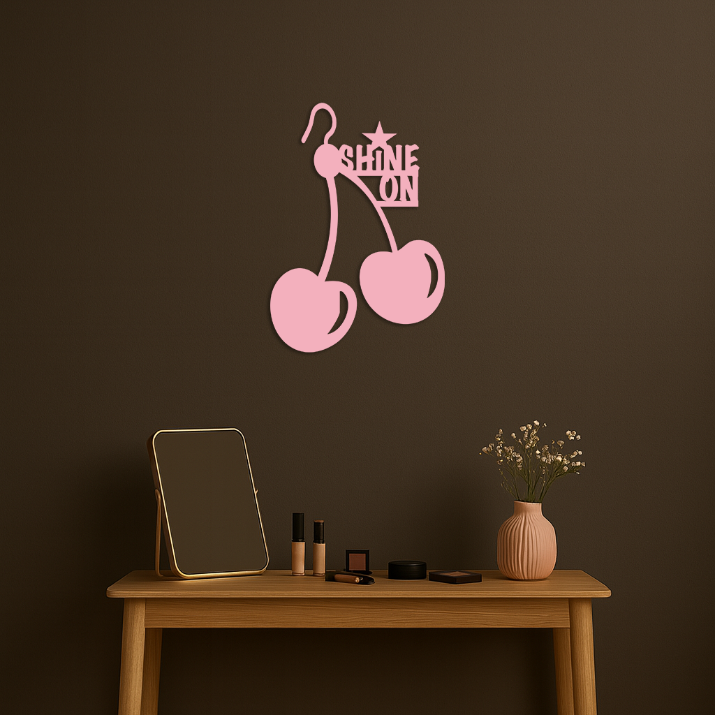 Shine On Cherry Earrings Metal Wall Art – Modern Statement Design - KAFGP066