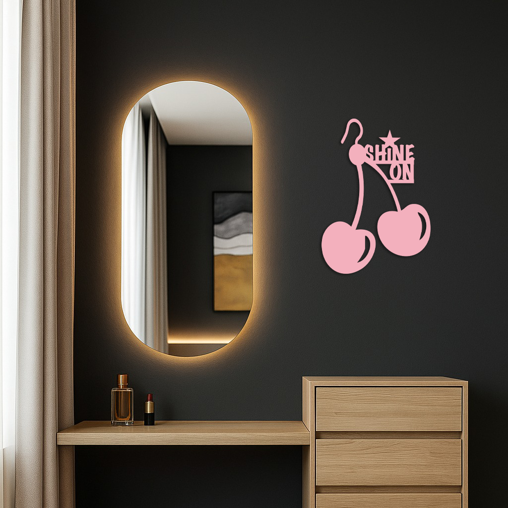 Shine On Cherry Earrings Metal Wall Art – Modern Statement Design - KAFGP066