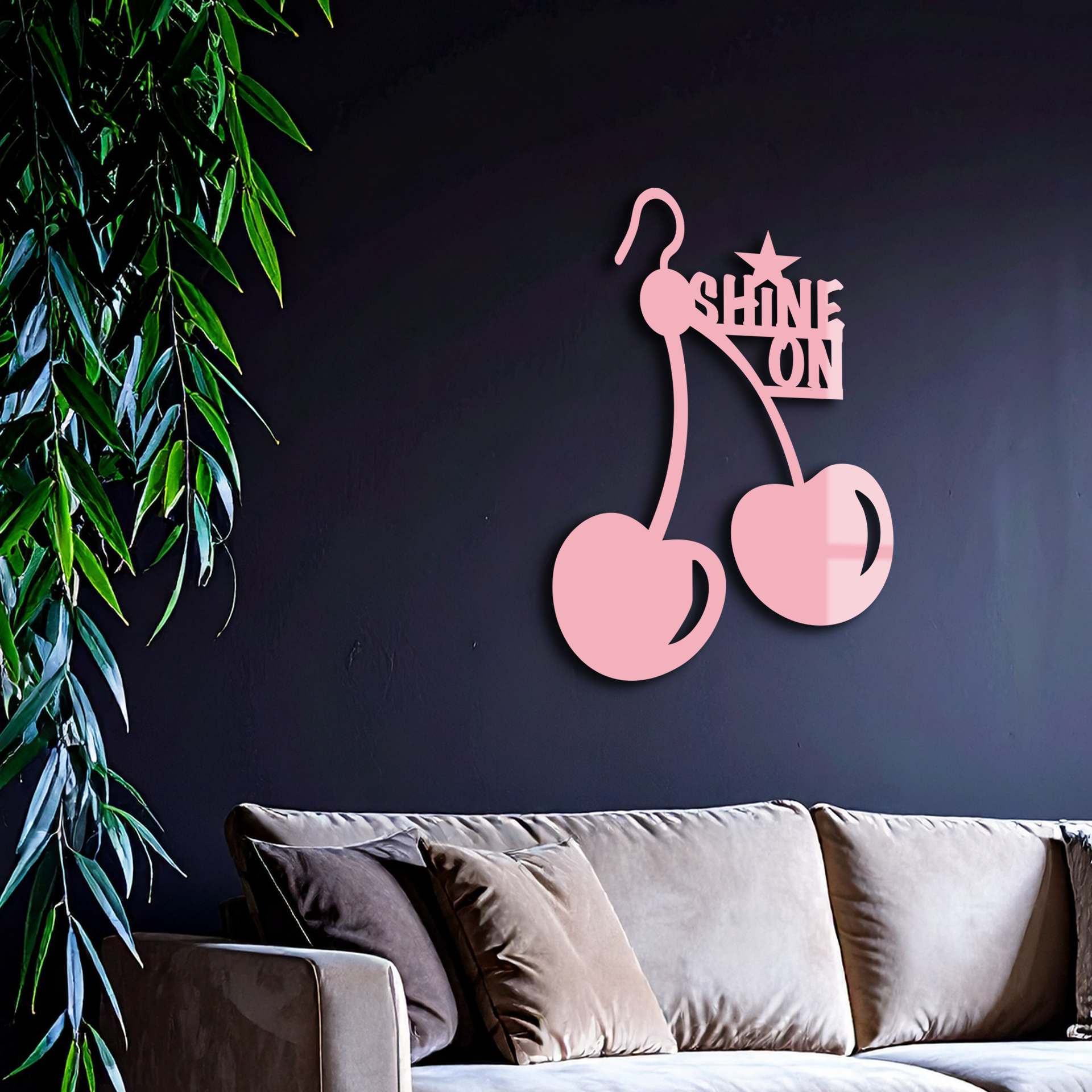 Shine On Cherry Earrings Metal Wall Art – Modern Statement Design - KAFGP066