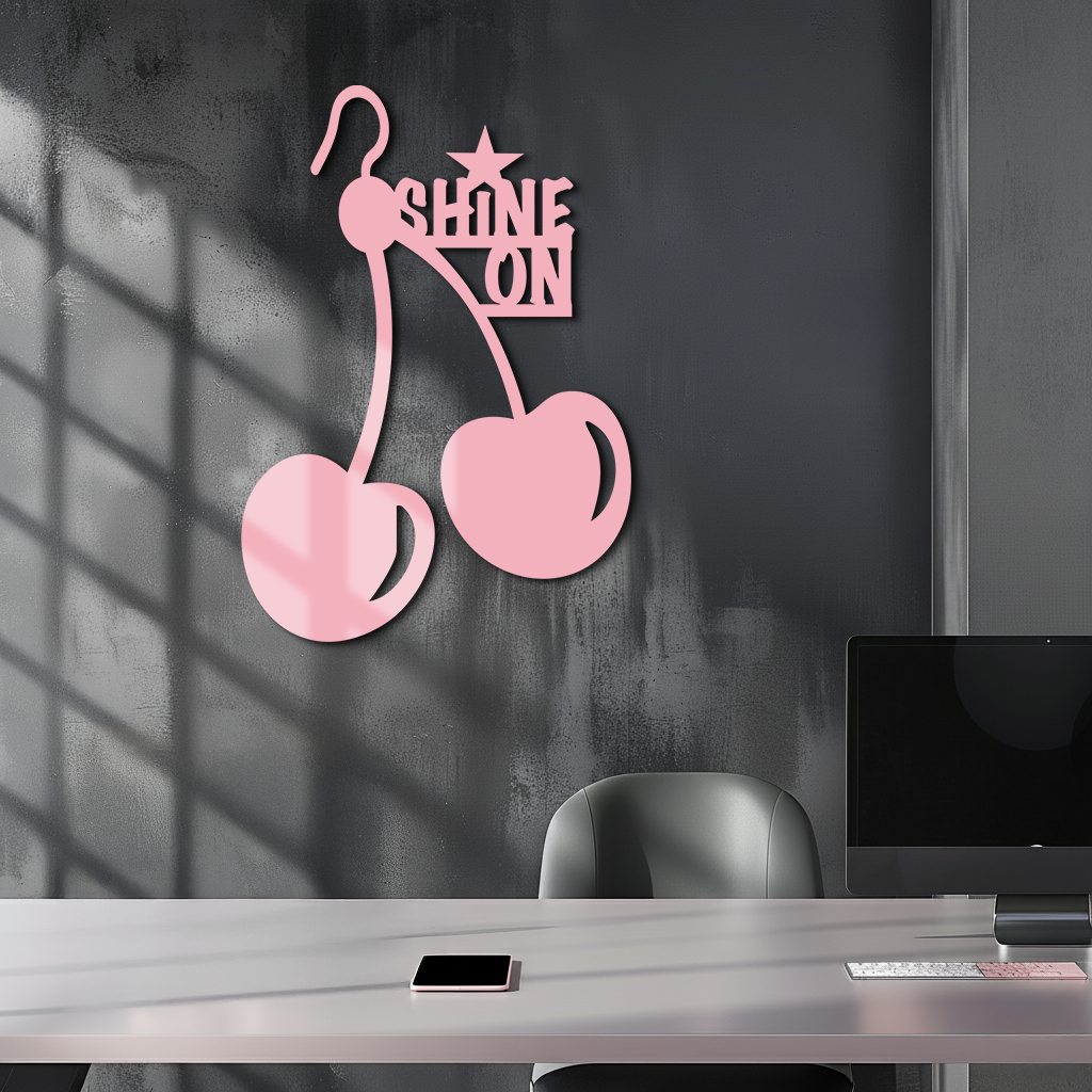 Shine On Cherry Earrings Metal Wall Art – Modern Statement Design - KAFGP066