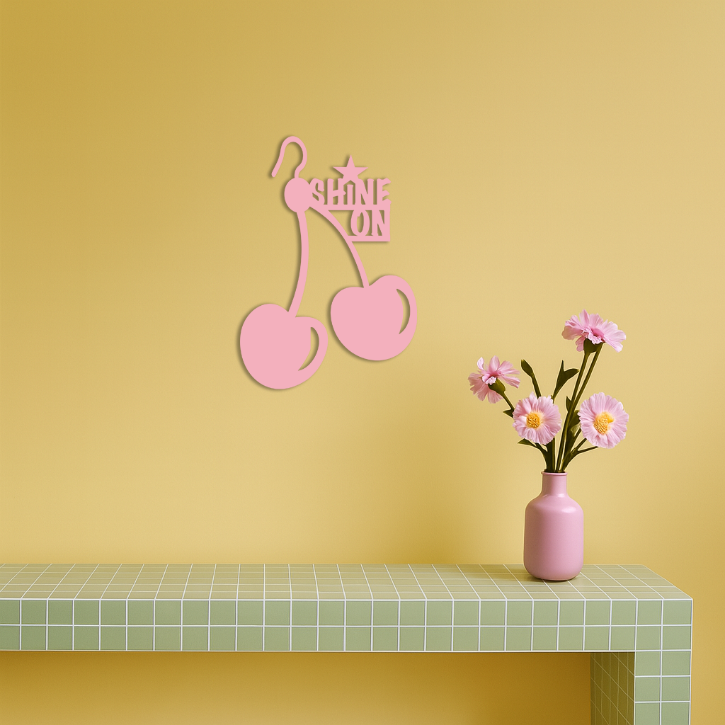 Shine On Cherry Earrings Metal Wall Art – Modern Statement Design - KAFGP066