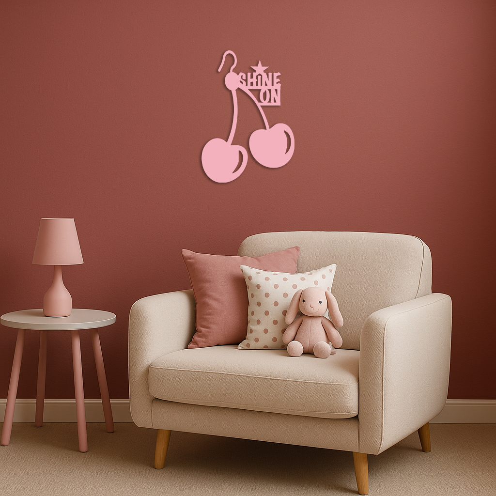 Shine On Cherry Earrings Metal Wall Art – Modern Statement Design - KAFGP066
